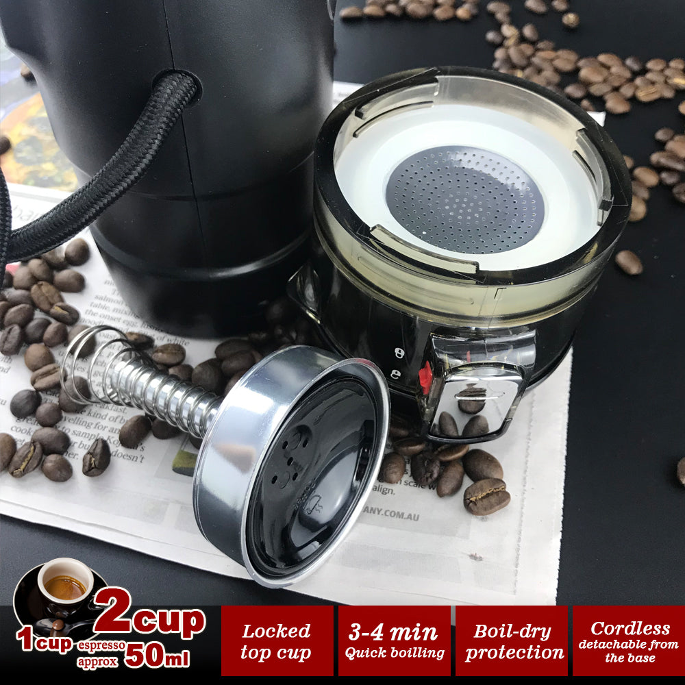 12V Portable Espresso Maker for Cars - Complete Moka Coffee Set with Cups and Accessories