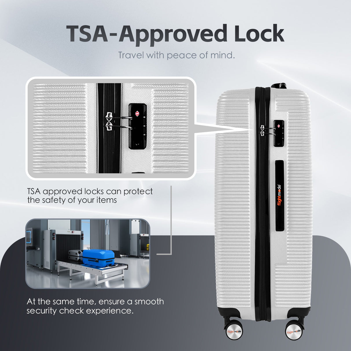 3 pcs 20"/24"/28" Digital Weighing Scale and USB Charging Port Lightweight Luggage Suitcase Silver