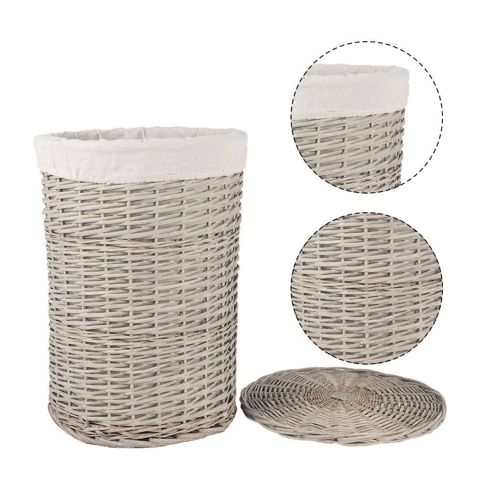 4 Piece Wicker Storage Baskets With Liner Set