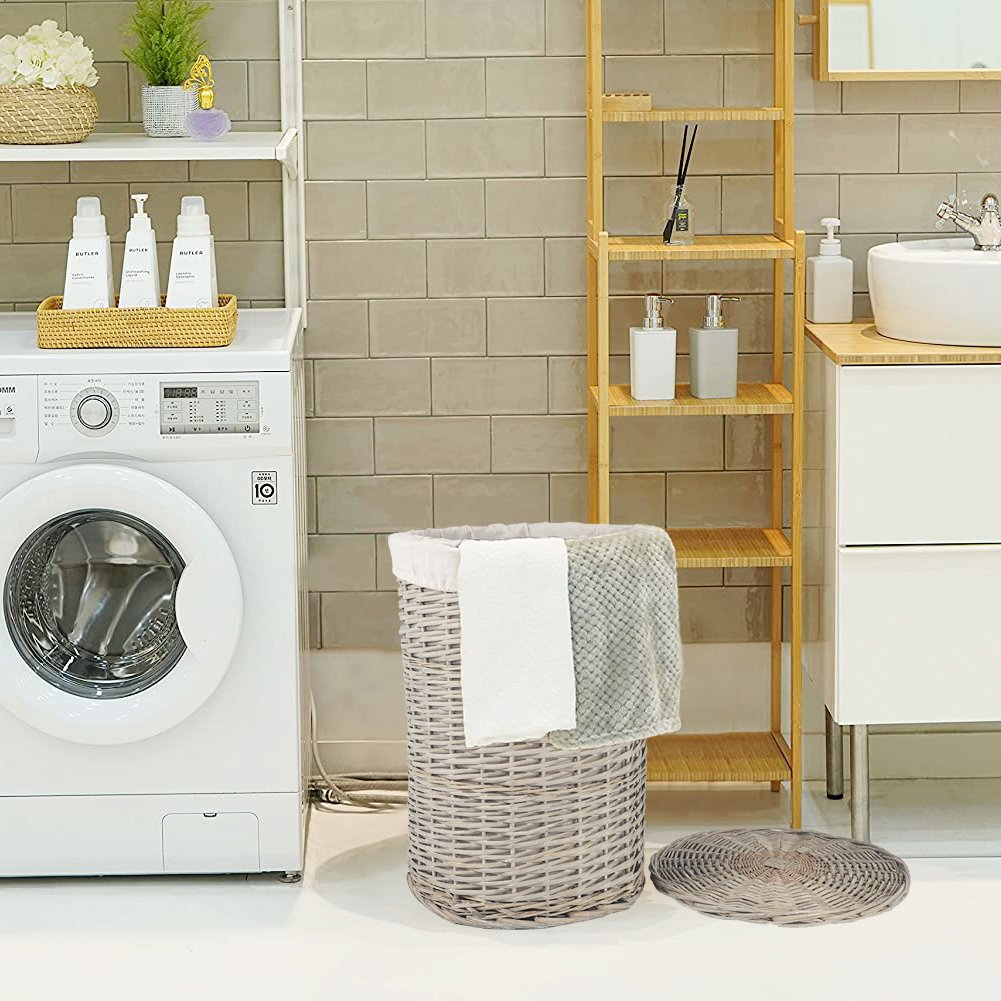 4 Piece Wicker Storage Baskets With Liner Set