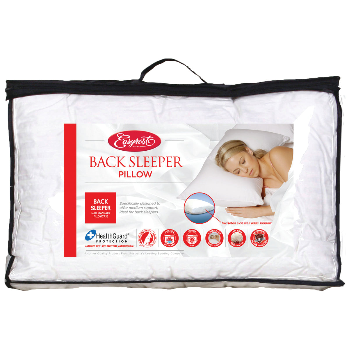 Easy Rest Fibre Ball Fill Back Sleeper Pillows Machine Washable