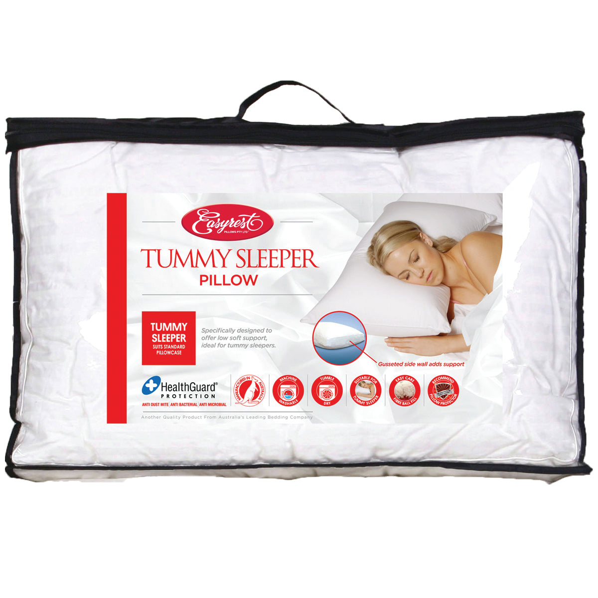 Easy Rest Fibre Ball Fill Tummy Sleeper Pillows Machine Washable