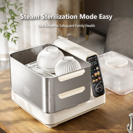 Hoper Layer Electric Food Steamer 16L Large Capacity 10 Second Start 24H Timer Independent Water Tan