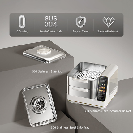 Hoper Layer Electric Food Steamer 16L Large Capacity 10 Second Start 24H Timer Independent Water Tank