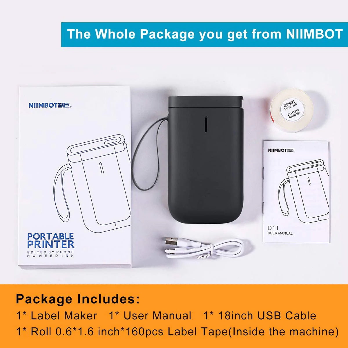 Niimbot D11 Protable Wireless Connection Label Printer Black