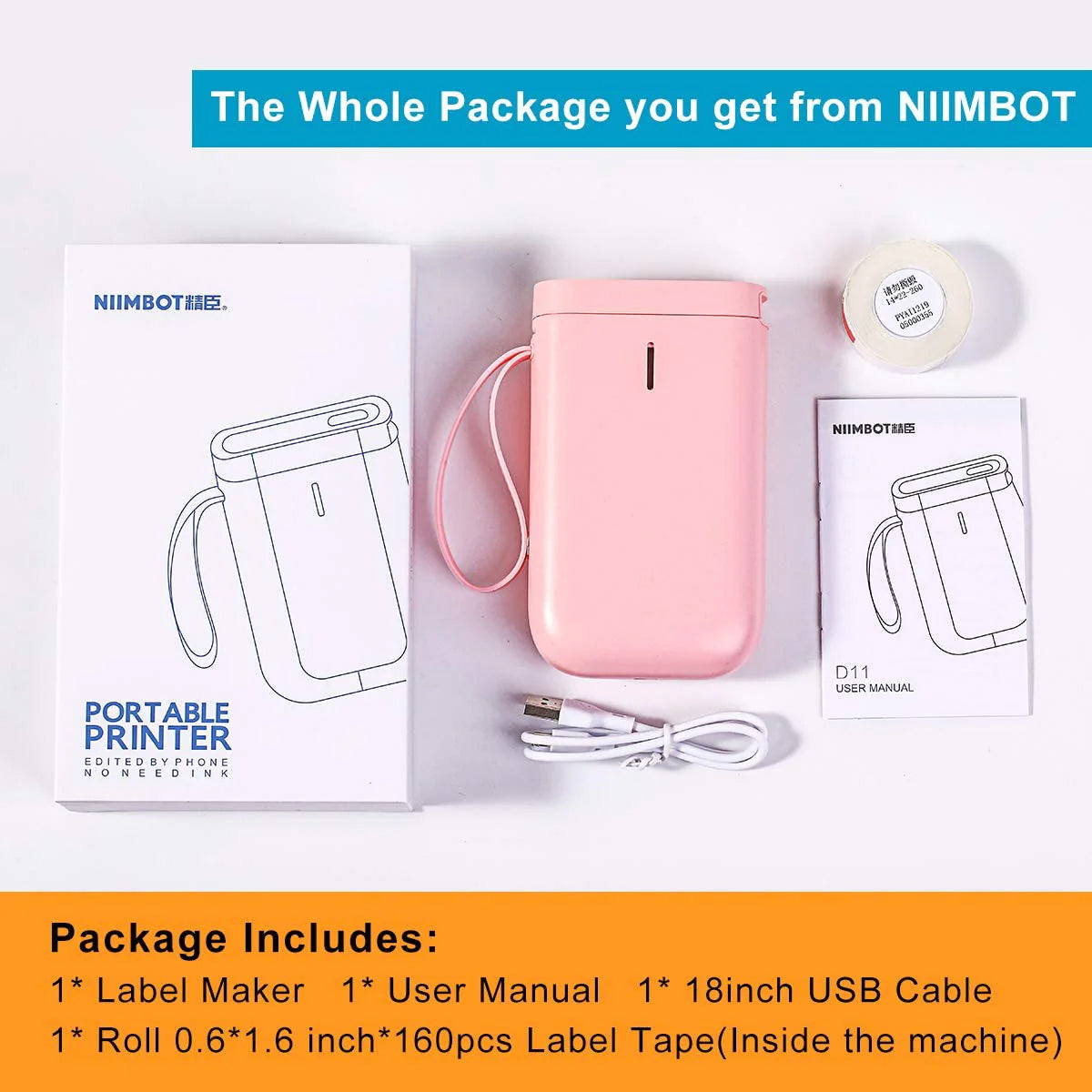 Niimbot D11 Protable Wireless Connection Label Printer Pink