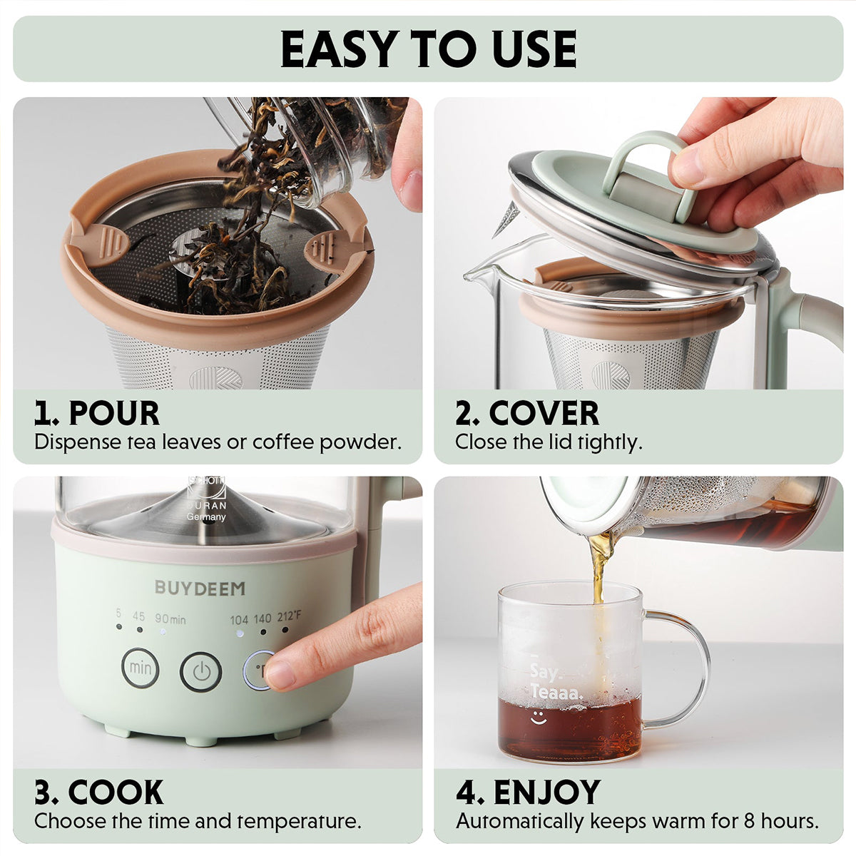 BUYDEEM Mini Multi-function Tea/Coffee Maker K32 600ml