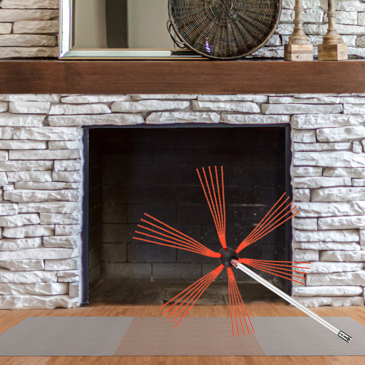 Chimney Sweep Kit 33FT Chimney Cleaning Kit Nylon Sooteater Chimney Cleaning Kit Flexible Brush Head Chimney Sweeping Kit Easy Connecting Chimney Brush With 10 White Rods