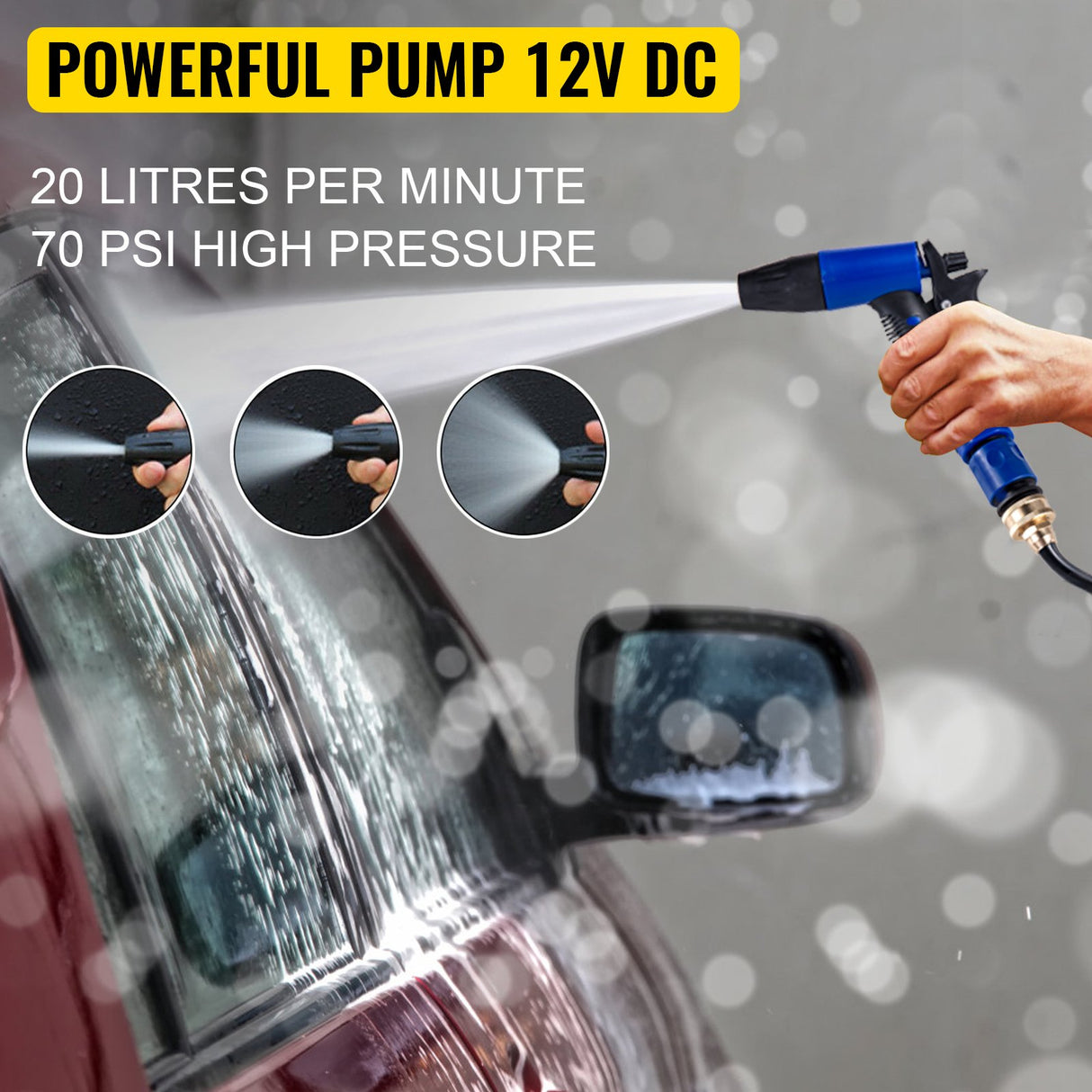 VEVOR RV Water Pump 5.3 GPM 5.5 Gallons Per Minute 12V Water Pump Automatic 70 PSI Diaphragm Pump with 25 Foot Coiled Hose Washdown Pumps for Boats
