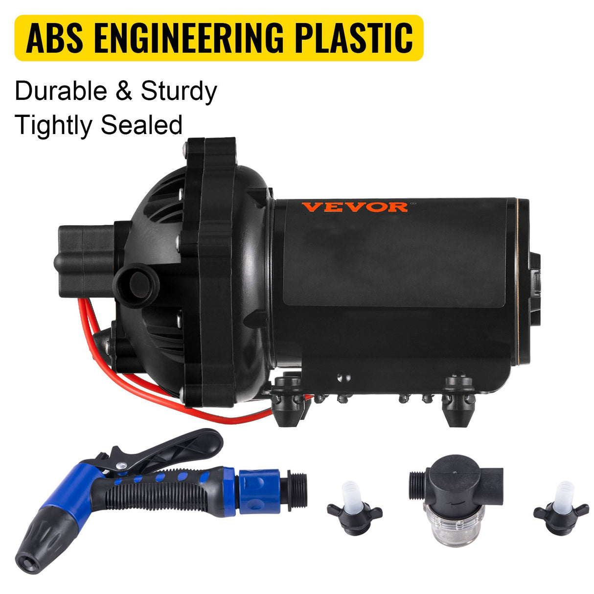 VEVOR RV Water Pump 5.3 GPM 5.5 Gallons Per Minute 12V Water Pump Automatic 70 PSI Diaphragm Pump with 25 Foot Coiled Hose Washdown Pumps for Boats