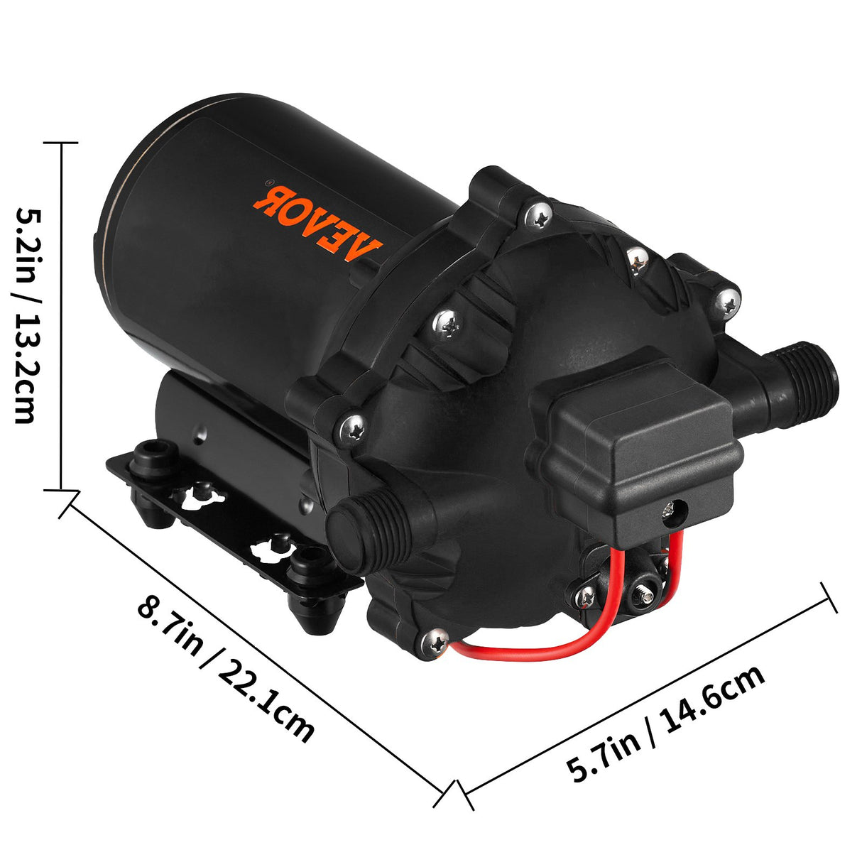 VEVOR RV Water Pump 5.3 GPM 5.5 Gallons Per Minute 12V Water Pump Automatic 70 PSI Diaphragm Pump with 25 Foot Coiled Hose Washdown Pumps for Boats Caravan Rv Marine Yacht
