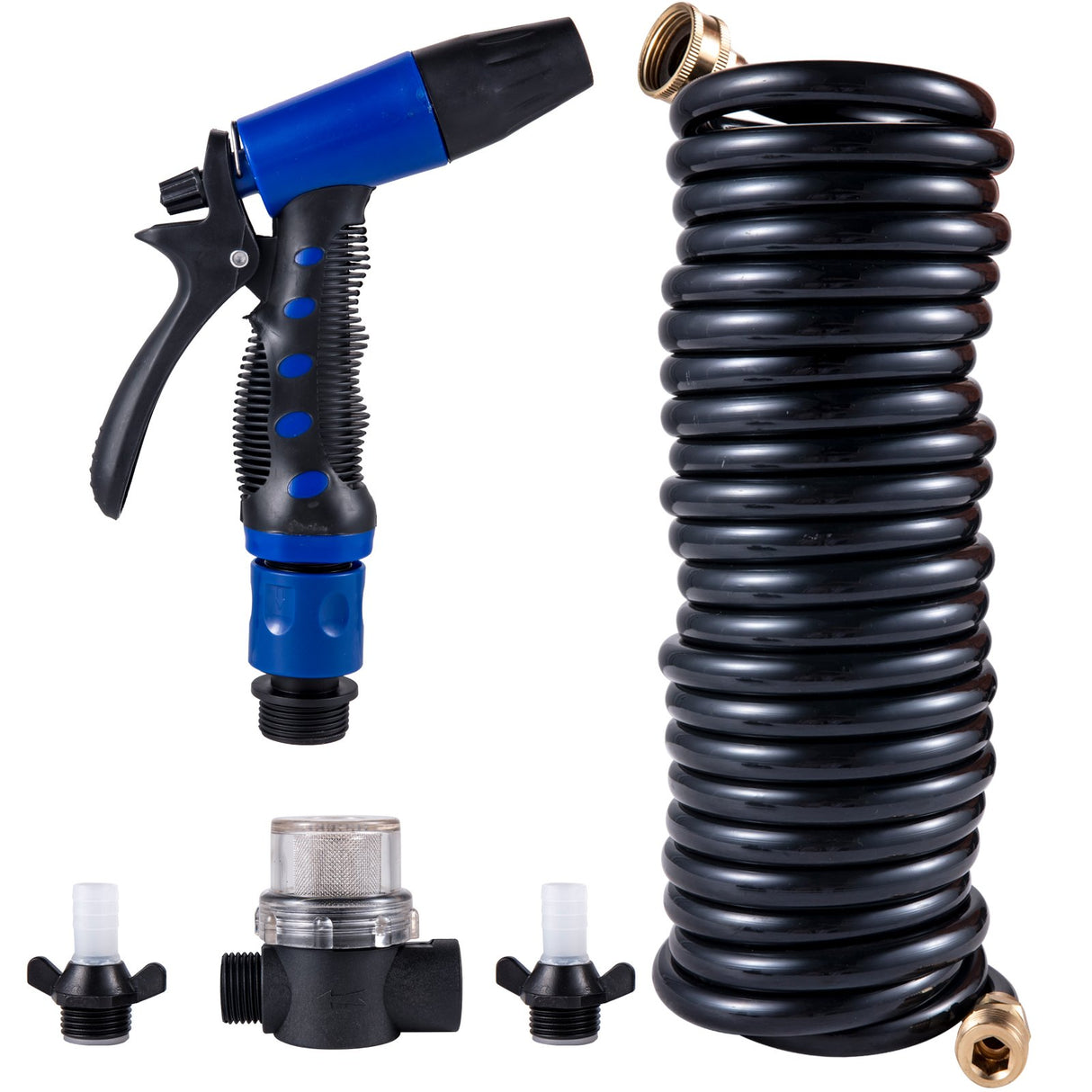 VEVOR RV Water Pump 5.3 GPM 5.5 Gallons Per Minute 12V Water Pump Automatic 70 PSI Diaphragm Pump with 25 Foot Coiled Hose Washdown Pumps for Boats