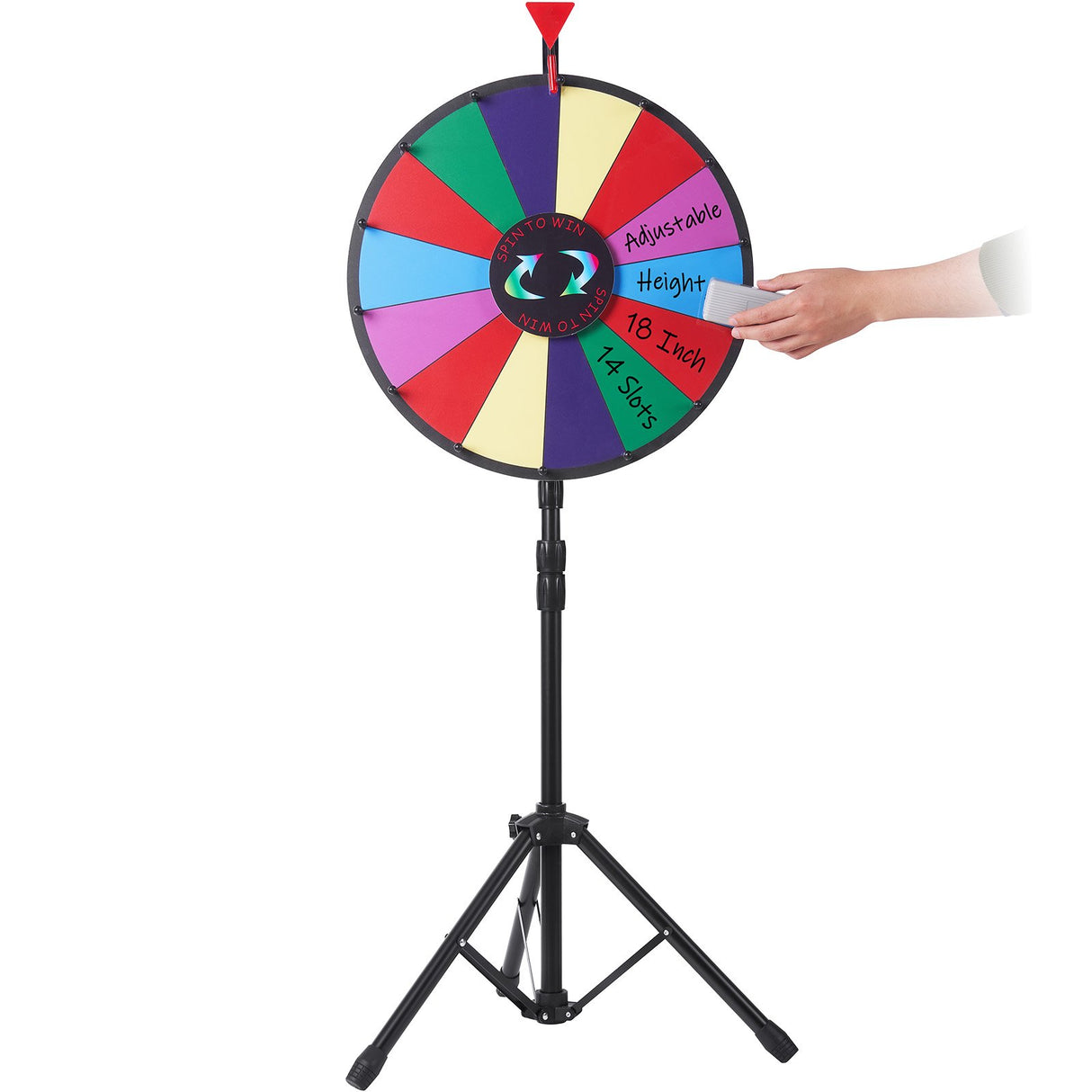 Vevor 18 Inch Tabletop Color Prize Wheel with Folding Tripod Floor Stand 14 Slots Dry Erase