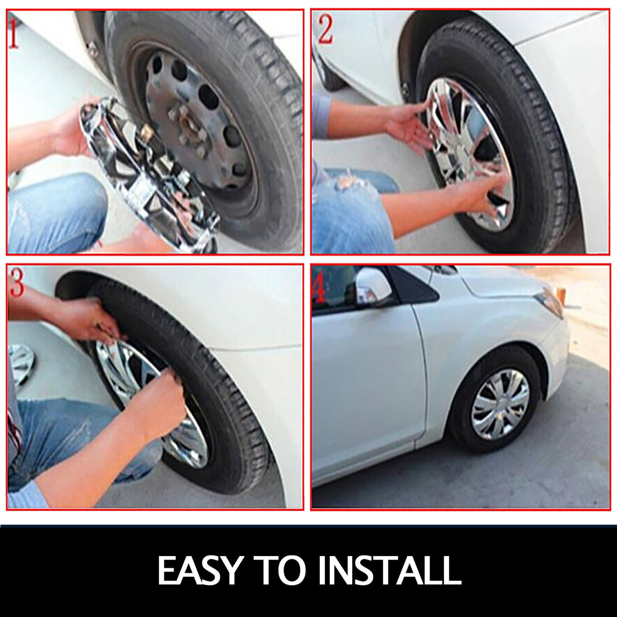 VEVOR Polished 19.5" 10 Lug Wheel Simulators Stainless Steel Bolt Kit Hubcap Kit Fit for 2005-2020 Ford F450/F550 2WD Trunk Dually Wheel Cover Set