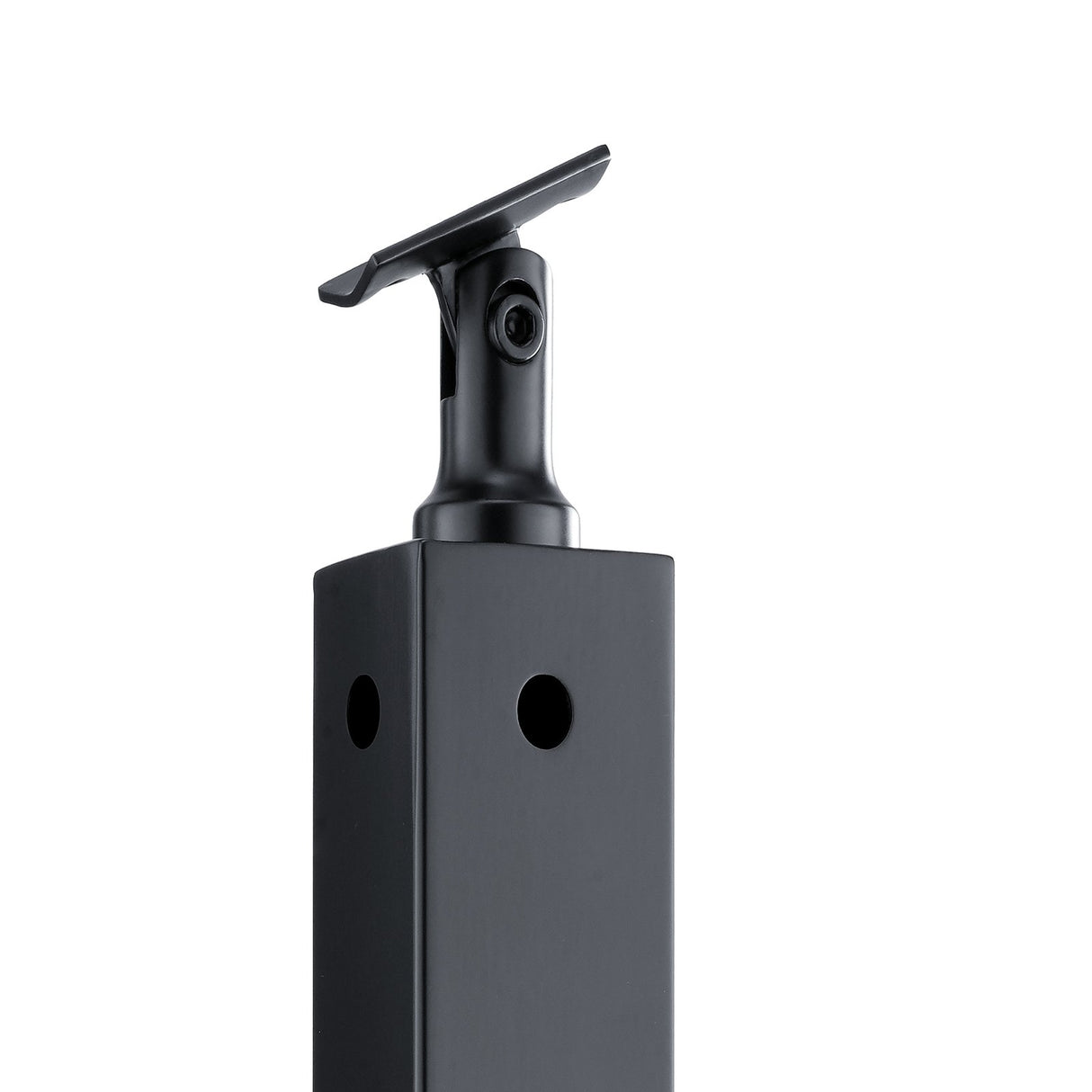 VEVOR Cable Railing Post, 42" x 1" x 2" Steel L-Shaped Hole Corner Railing Post, 12 Pre-Drilled Holes, SUS304 Stainless Steel Cable Rail Post with Horizontal and Curved Bracket, 1-Pack, Black, 106.7*2.5*5 cm