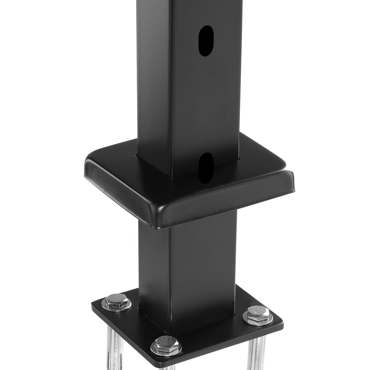 VEVOR Cable Railing Post, 36" x 1" x 2" Angled Hole Stair Railing Post, 10 Pre-Drilled Holes, SUS304 Stainless Steel Cable Rail Post with Horizontal and Curved Bracket, 1-Pack, Black, 91.4*2.5*5 cm