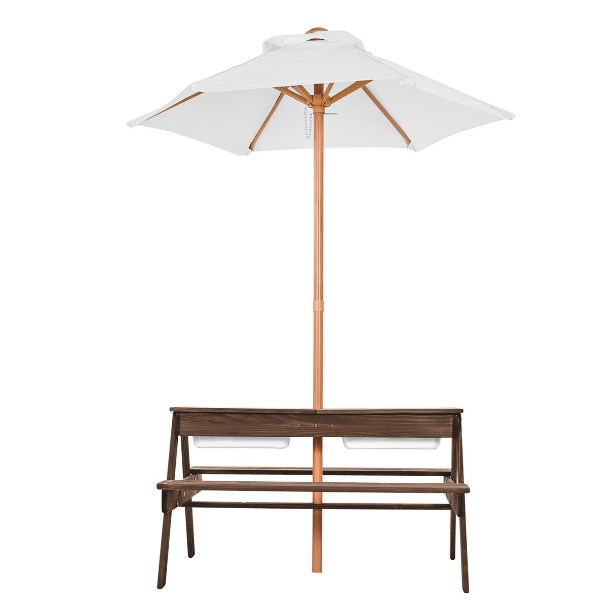 VEVOR Picnic Table Wooden Tables and Bench Set Umbrella Garden Indoor Outdoor