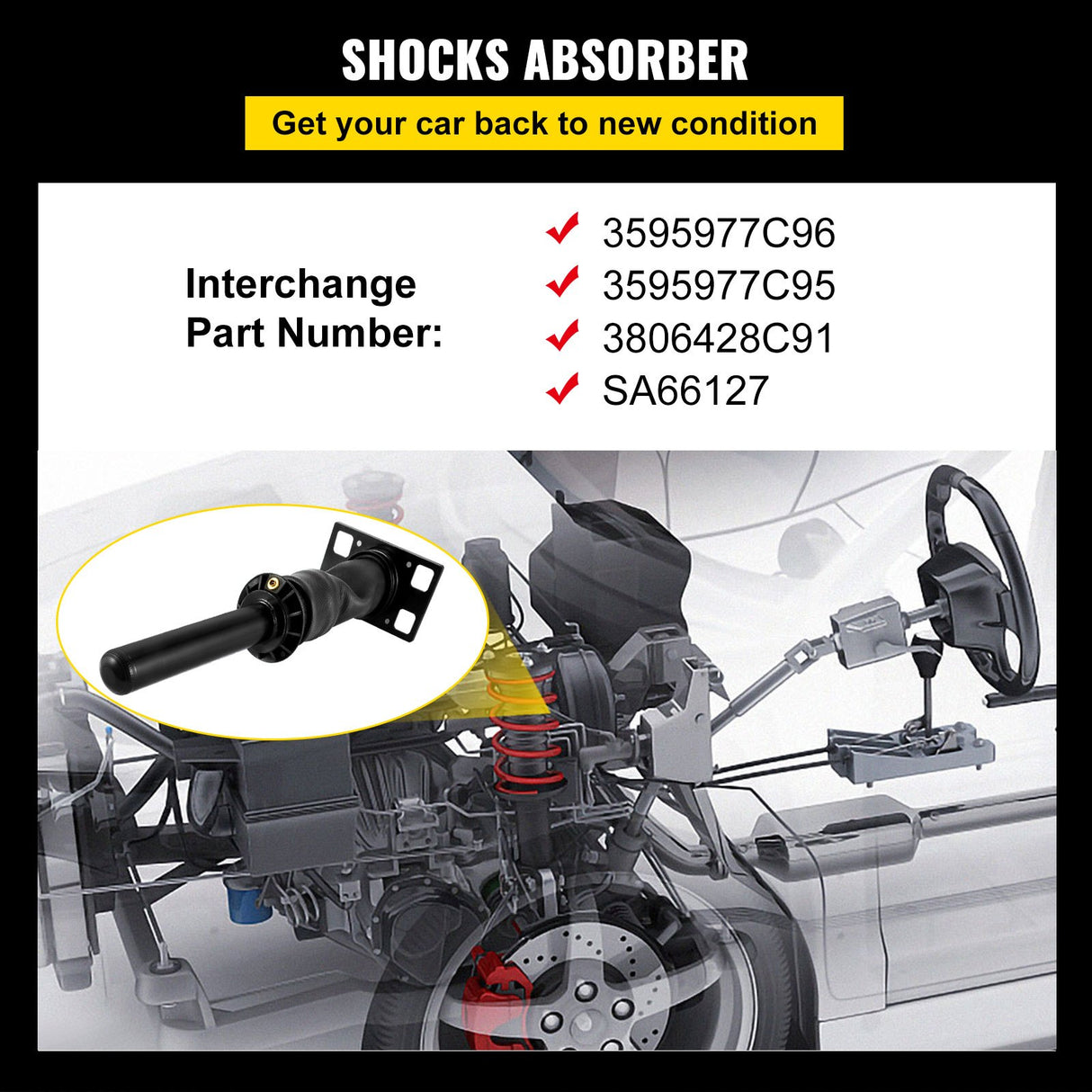 Vevor 3595977C96 Cab Shock Absorber for International Prostar 2008