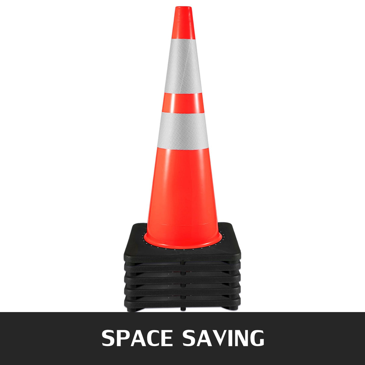 VEVOR 6Pack 36" Traffic Cones, Safety Road Parking Cone with Black Weighted Base, PVC Orange Traffic Safety Cones, Hazard Cones Reflective Collars for Construction Traffic Parking