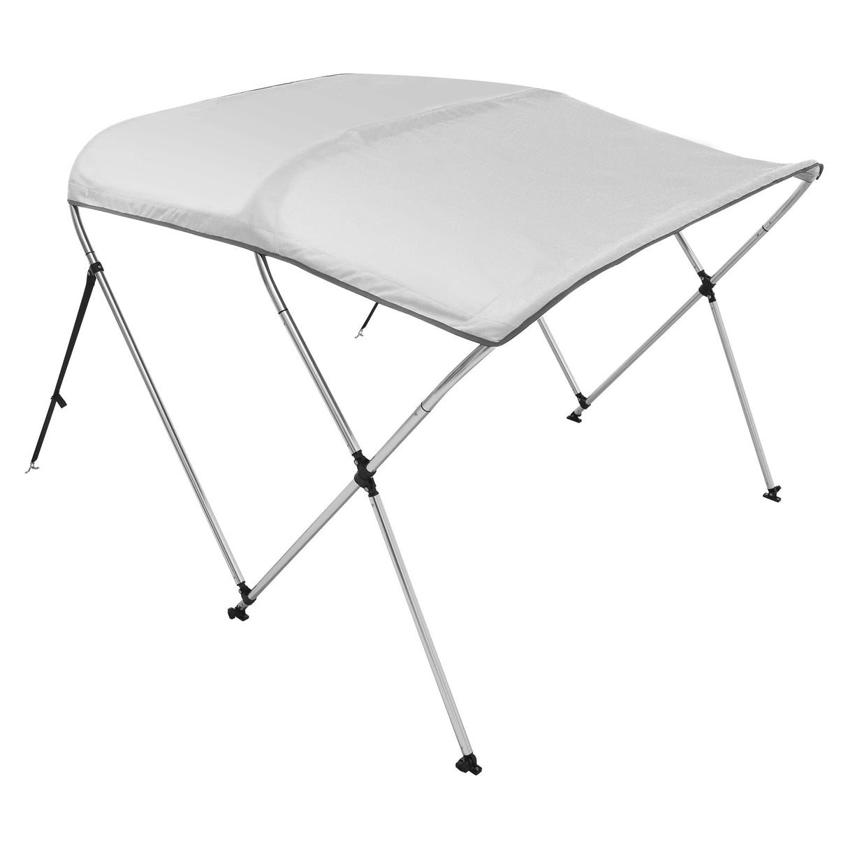 3 Bow Bimini Top Boat Cover, 900D Polyester Canopy with 1" Aluminum Alloy Frame, Waterproof and Sun Shade, Includes Storage Boot, 2 Support Poles, 4 Straps, 6'L x 46"H x 67"-72"W, Light Grey