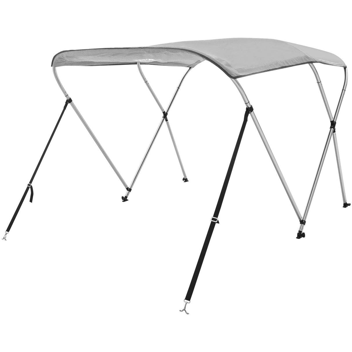 3 Bow Bimini Top Boat Cover, 900D Polyester Canopy with 1" Aluminum Alloy Frame, Waterproof and Sun Shade, Includes Storage Boot, 2 Support Poles, 4 Straps, 6'L x 46"H x 67"-72"W, Light Grey