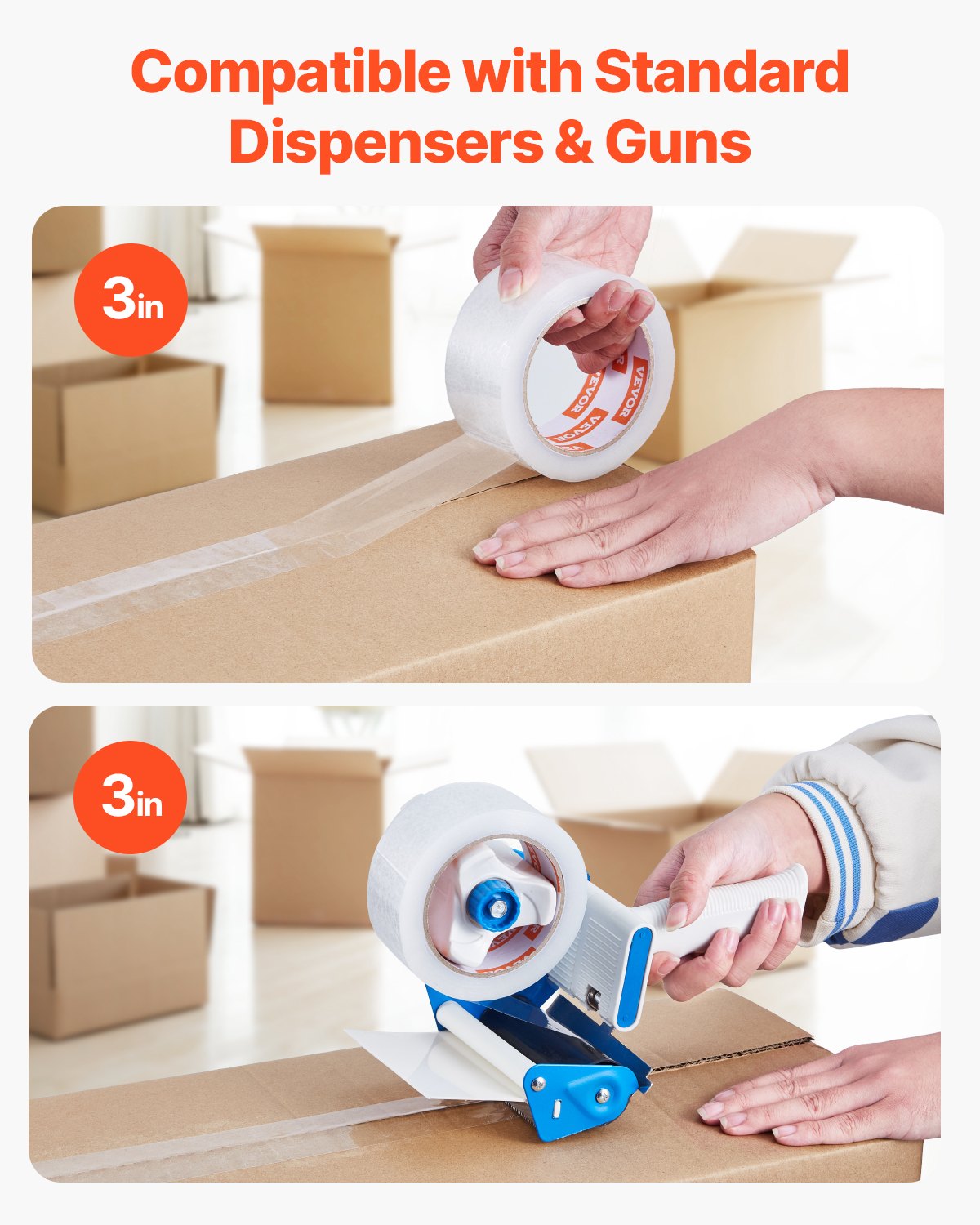 VEVOR Packing Tape 18 Rolls 65 Yards Heavy Duty Clear Packing Tapes 2.7 Mil