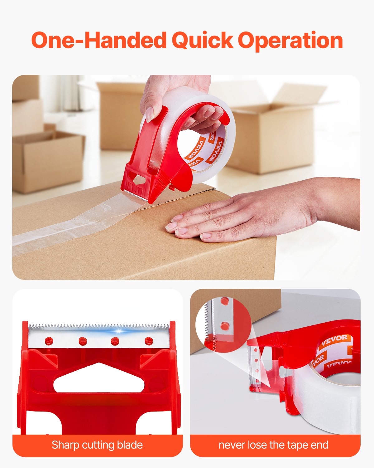 Packing Tape 6 Rolls 65 Yards Clear Shipping Tape with Dispenser 2.7 Mil