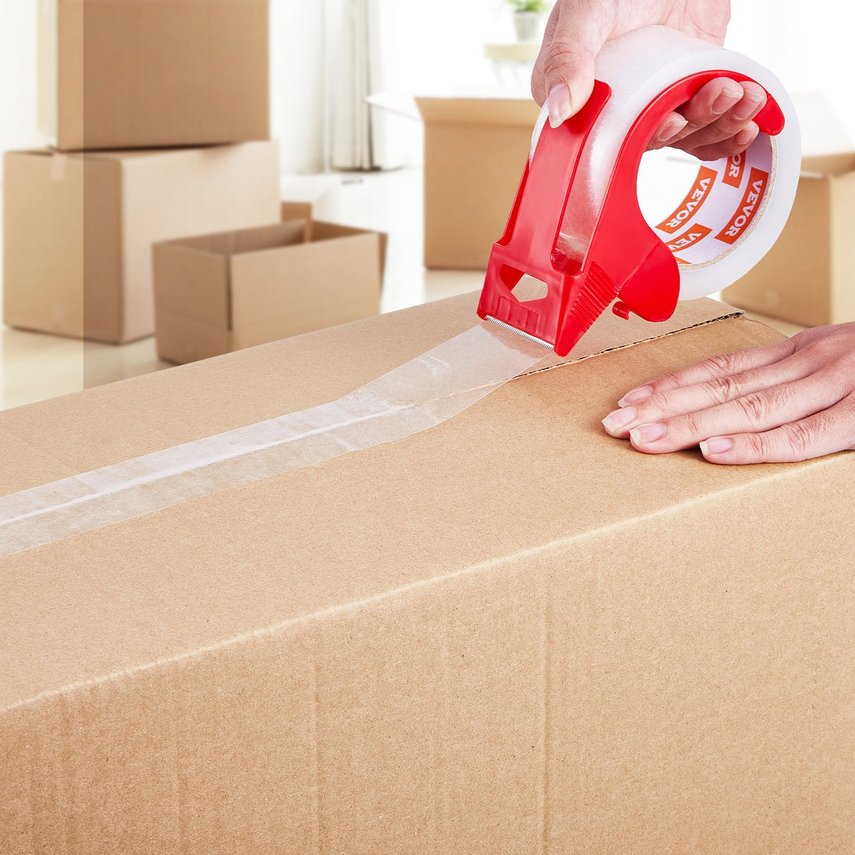 Packing Tape 6 Rolls 65 Yards Clear Shipping Tape with Dispenser 2.7 Mil