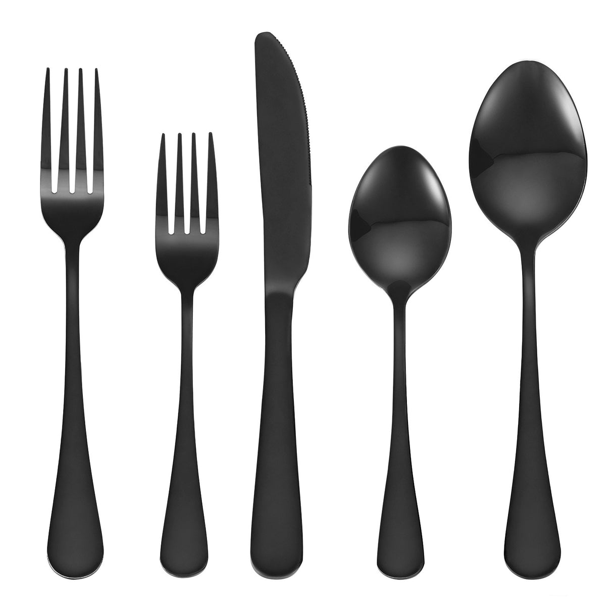 VEVOR 30-Piece Black Silverware Set, Food-Grade Stainless Steel Flatware Utensils for 6, Mirror Finished Cutlery Set, Dishwasher Safe Eating Tableware for Kitchen Home, Include Knife Fork Spoon