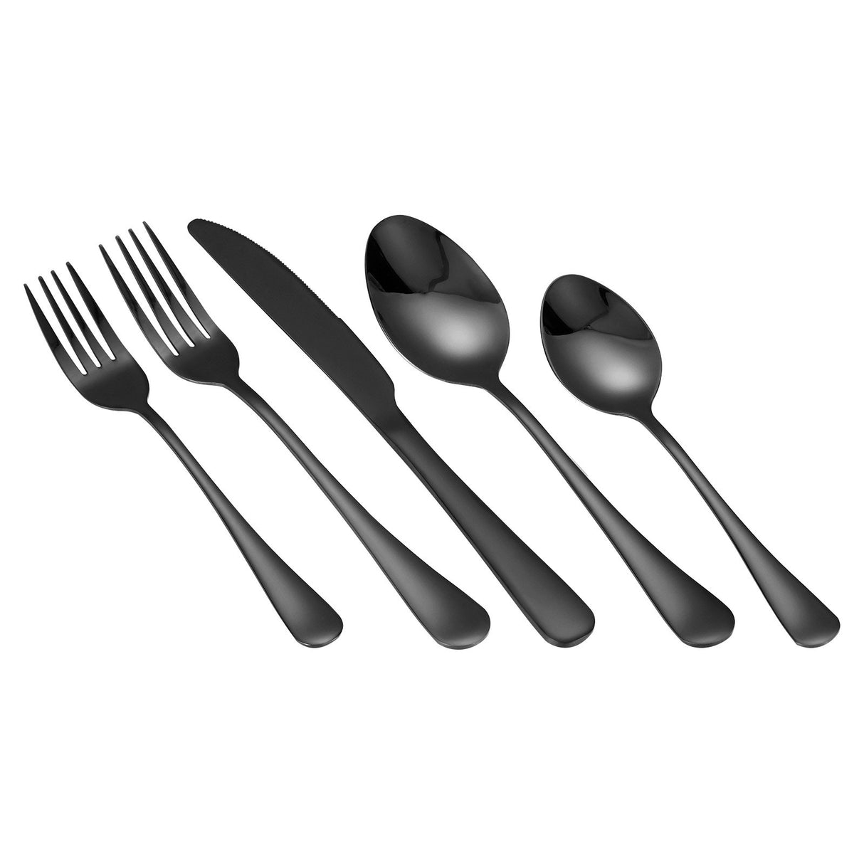 VEVOR 30-Piece Black Silverware Set, Food-Grade Stainless Steel Flatware Utensils for 6, Mirror Finished Cutlery Set, Dishwasher Safe Eating Tableware for Kitchen Home, Include Knife Fork Spoon