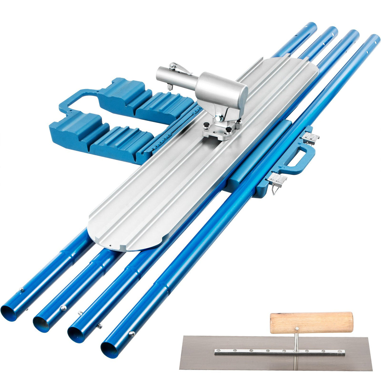 VEVOR Bull Float Magnesium Concrete Float 48 x 8" Round End Concrete Float Tool Cement Tool Bull Concrete Kit Bull Float with 4 Float Handle Bull