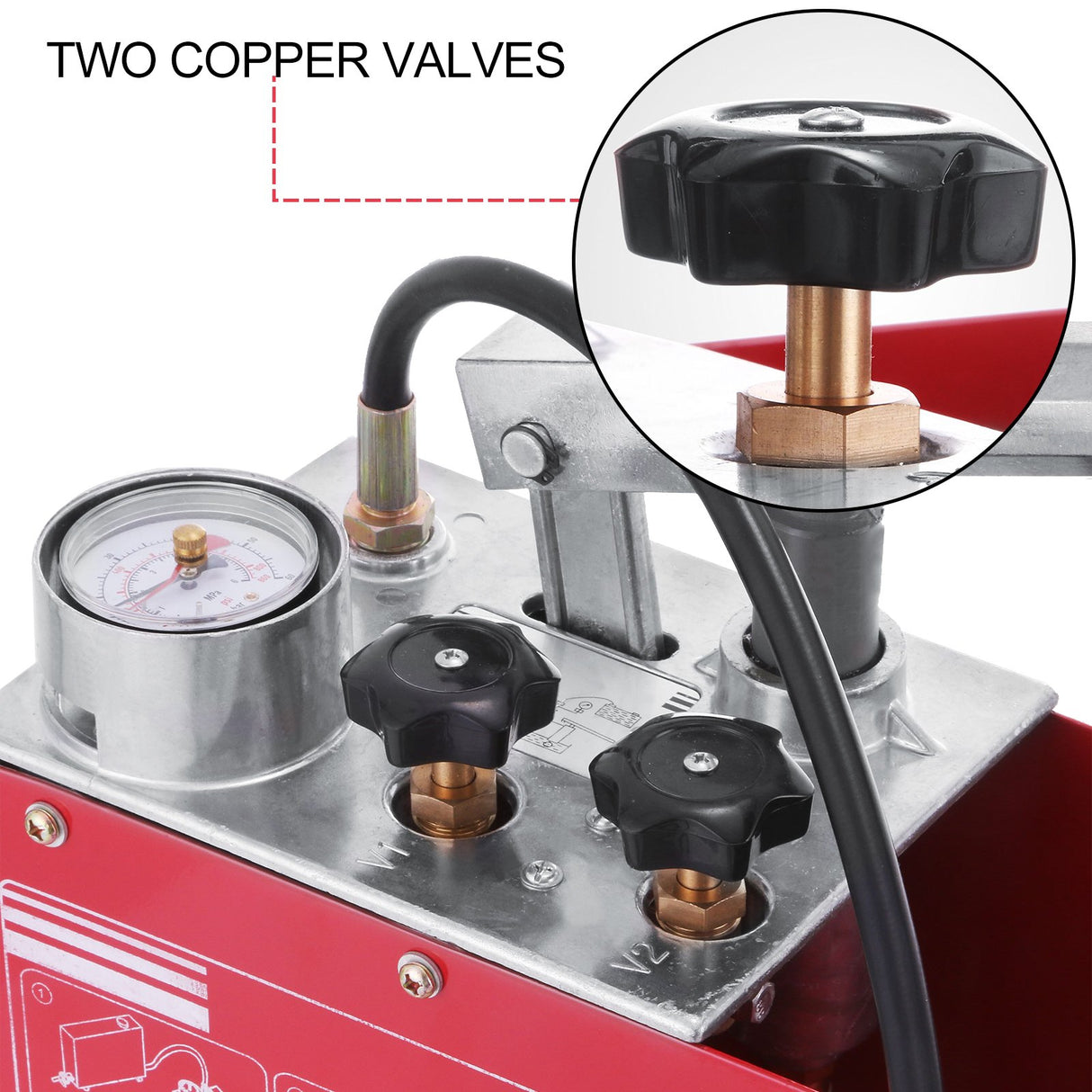VEVOR Hydraulic Pressure Test Pump 50 Bar Hand Pressure Test Pump 726 PSI 3.2 Gallon Tank 45ML 1/2" BSP Hydrostatic Test Pump for Pipeline Pressure