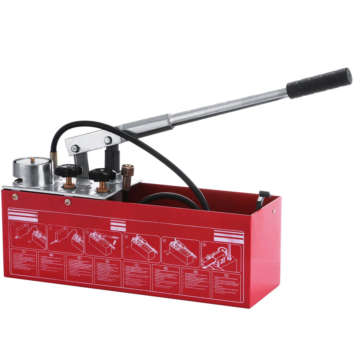 VEVOR Hydraulic Pressure Test Pump 50 Bar Hand Pressure Test Pump 726 PSI 3.2 Gallon Tank 45ML 1/2" BSP Hydrostatic Test Pump for Pipeline Pressure Container Irrigation Firemen (Test Pump 50 Bar)