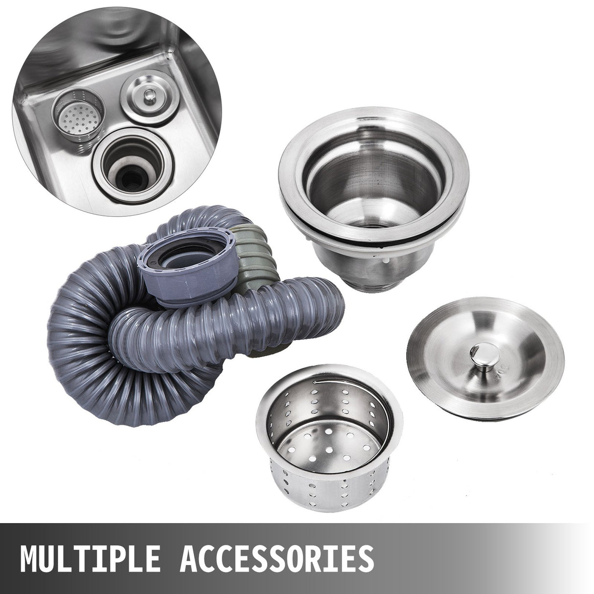 VEVOR Handmade Sink Non-magnetic Stainless Steel Kitchen Sink Hand Made 1 Compartment 44.4 x 41.9 x 25.4 cm Capacity Huge Tub Sink for Farmhouse Cafe Shop Hospital