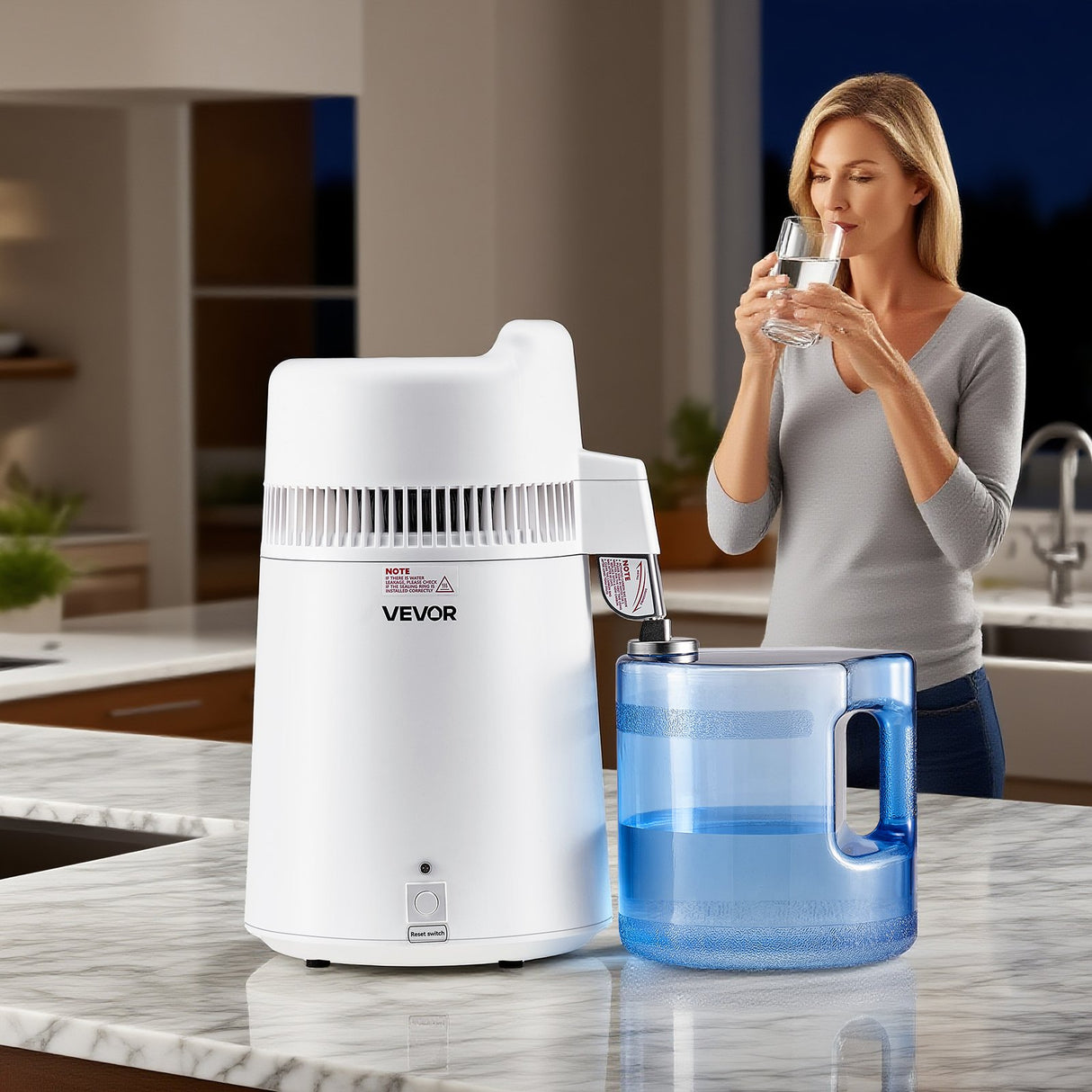 VEVOR 6L Water Distiller Home Countertop Purifier Machine 900W Plastic Container