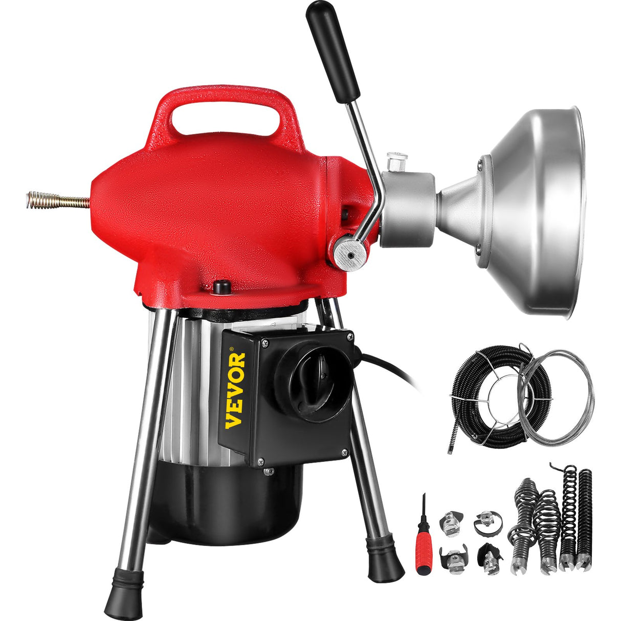 VEVOR 0.75-4 Inch Sectional Pipe Drain Cleaning Machine 400PRM Snake Cleaner Pipe Drain Cleaning Machine with 66 Ft x 0.67 Inch Galvanize Cable Heavy