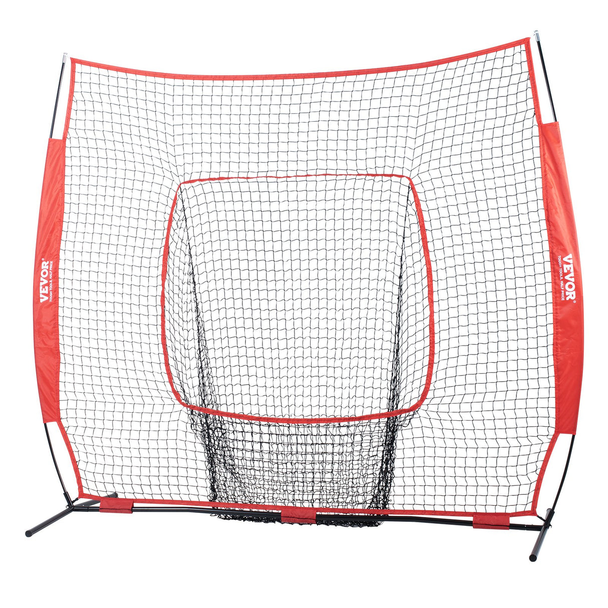 VEVOR 7x7 Baseball Softball Practice Net, Portable Baseball Training Net for Hitting Batting Catching Pitching, Backstop Baseball Equipment Training Aids with Carry Bag and Strike Zone