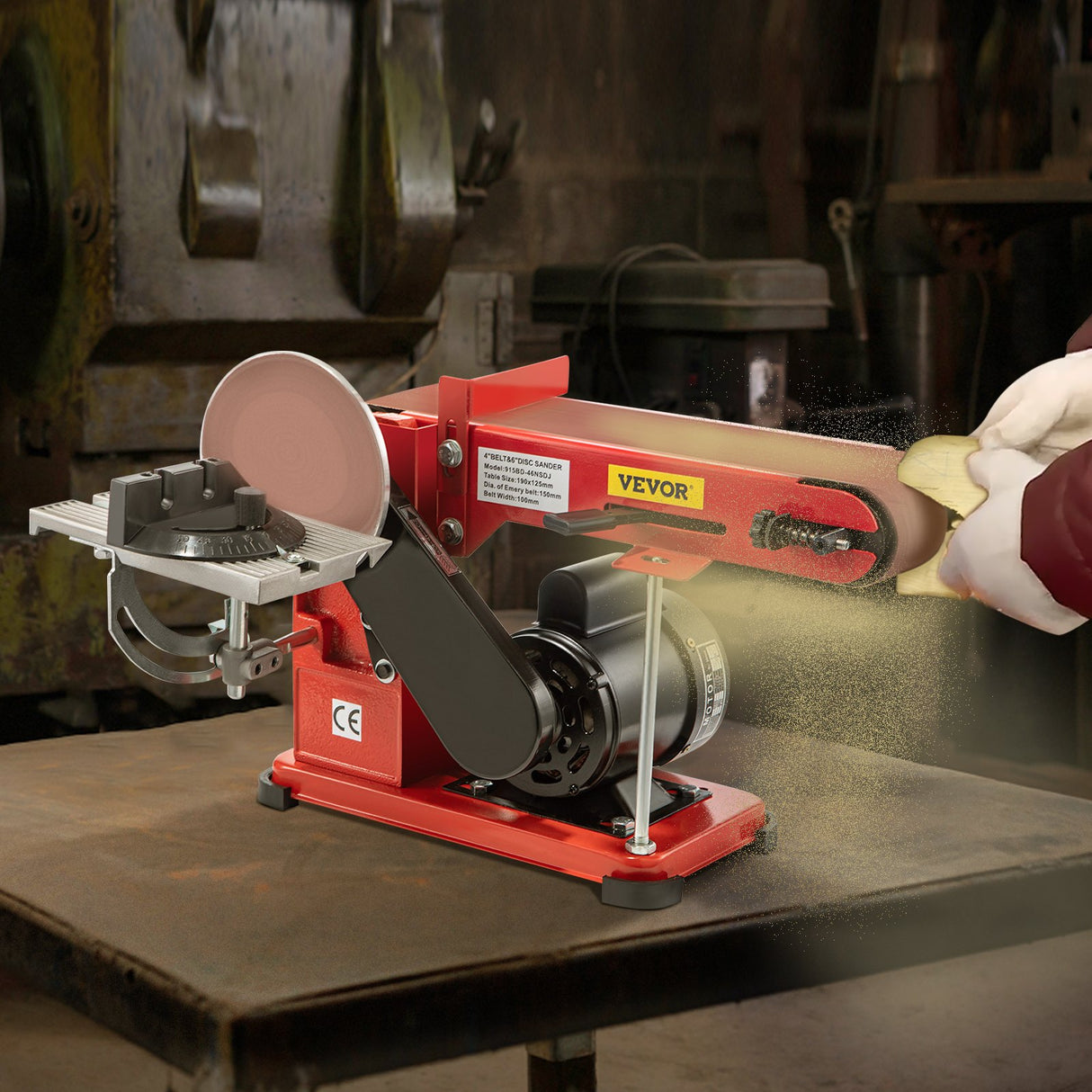 VEVOR Belt Sander 4" x 36", Disc Combo Sander 6",Electric Adjustable Bench Belt Sander 375W,Grinder