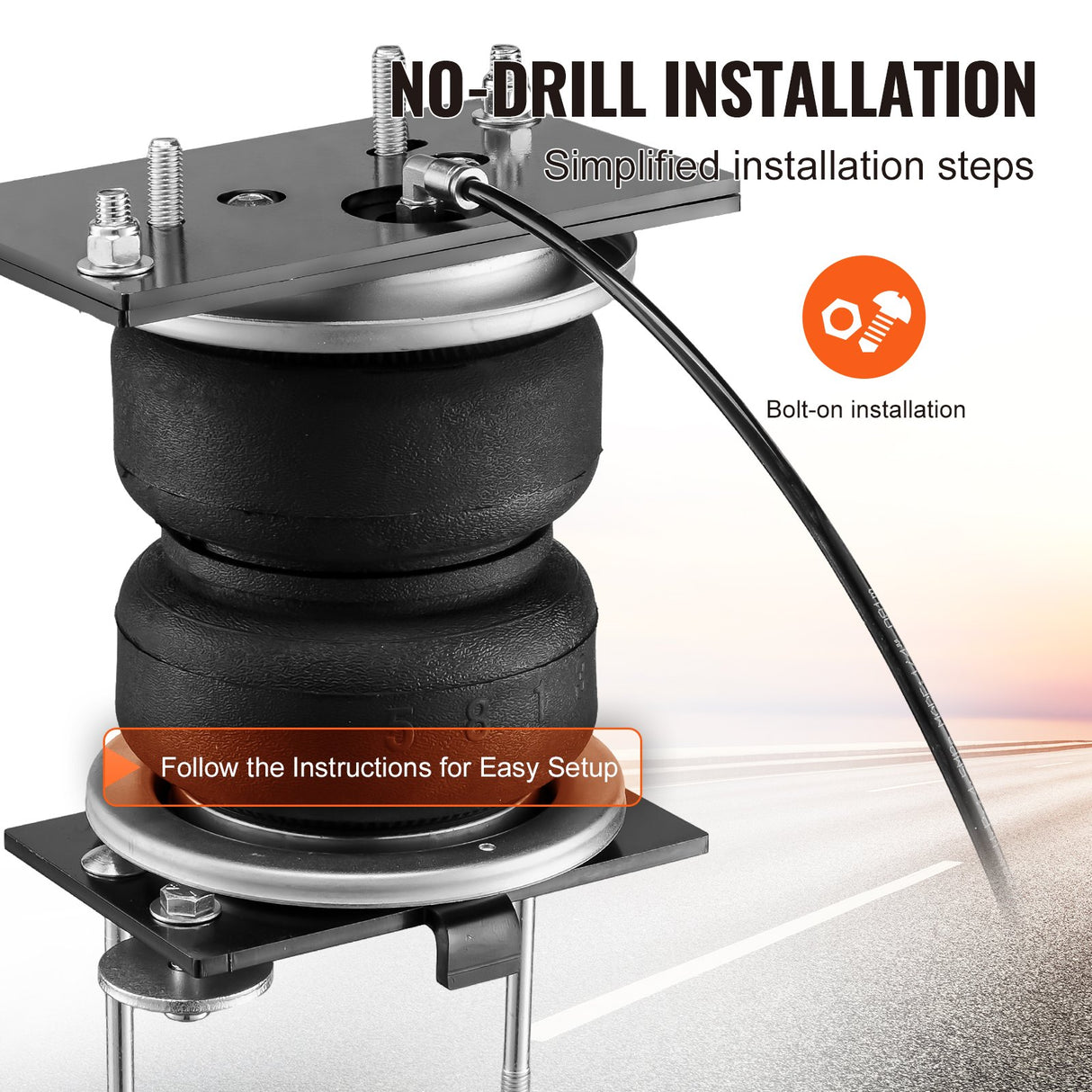 VEVOR Air Bag Suspension Kit, Air Springs Suspension Bag Kit Compatible with 2014-2023 Dodge Ram 2500 2WD 4WD, 5000 lbs Loading, 5 to 100 PSI