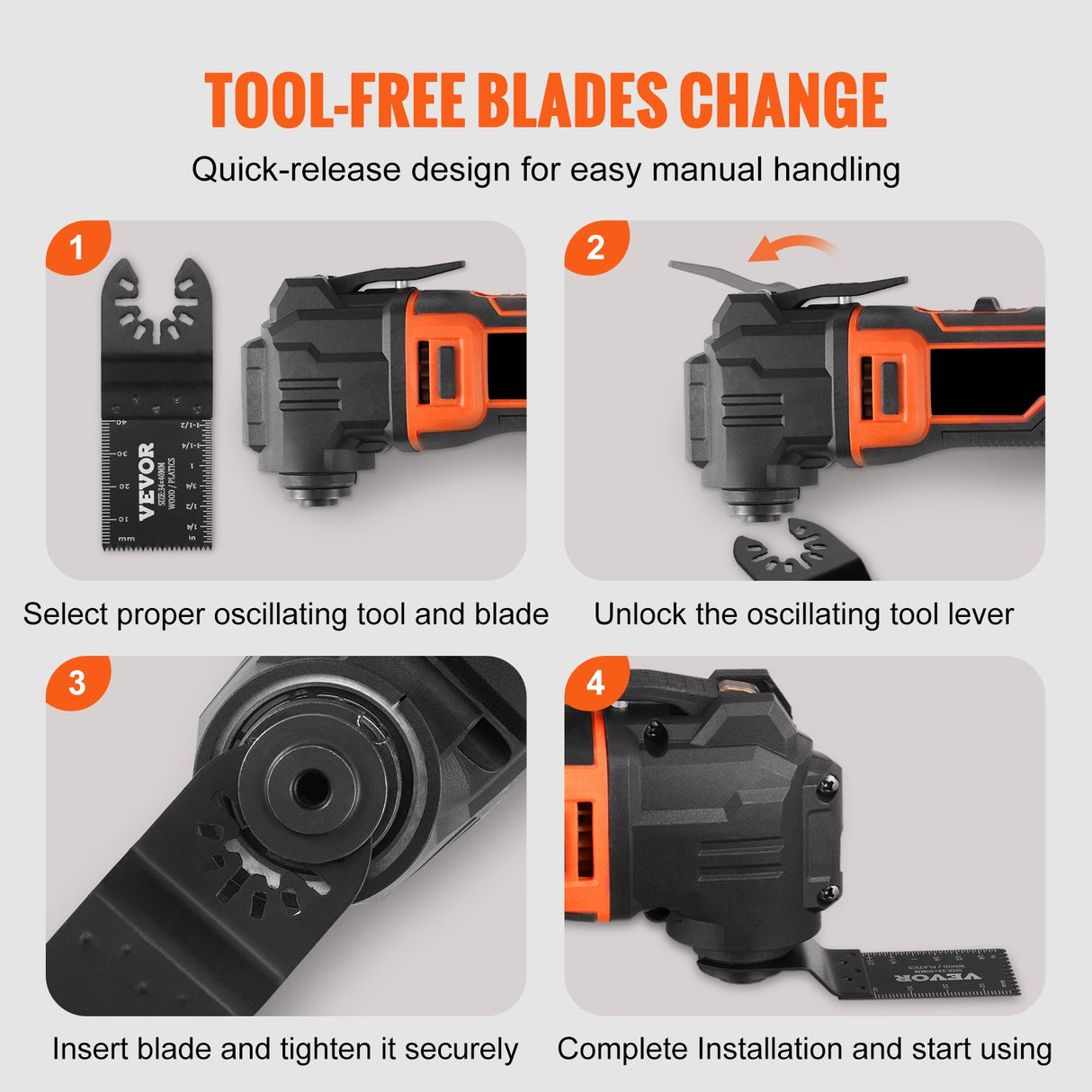 VEVOR 50PCS Oscillating Saw Blades, Universal Quick Release Oscillating Saw Blades, Multitool Tool Blades for Wood Plastic Aluminum, Fit Dewalt Bosch