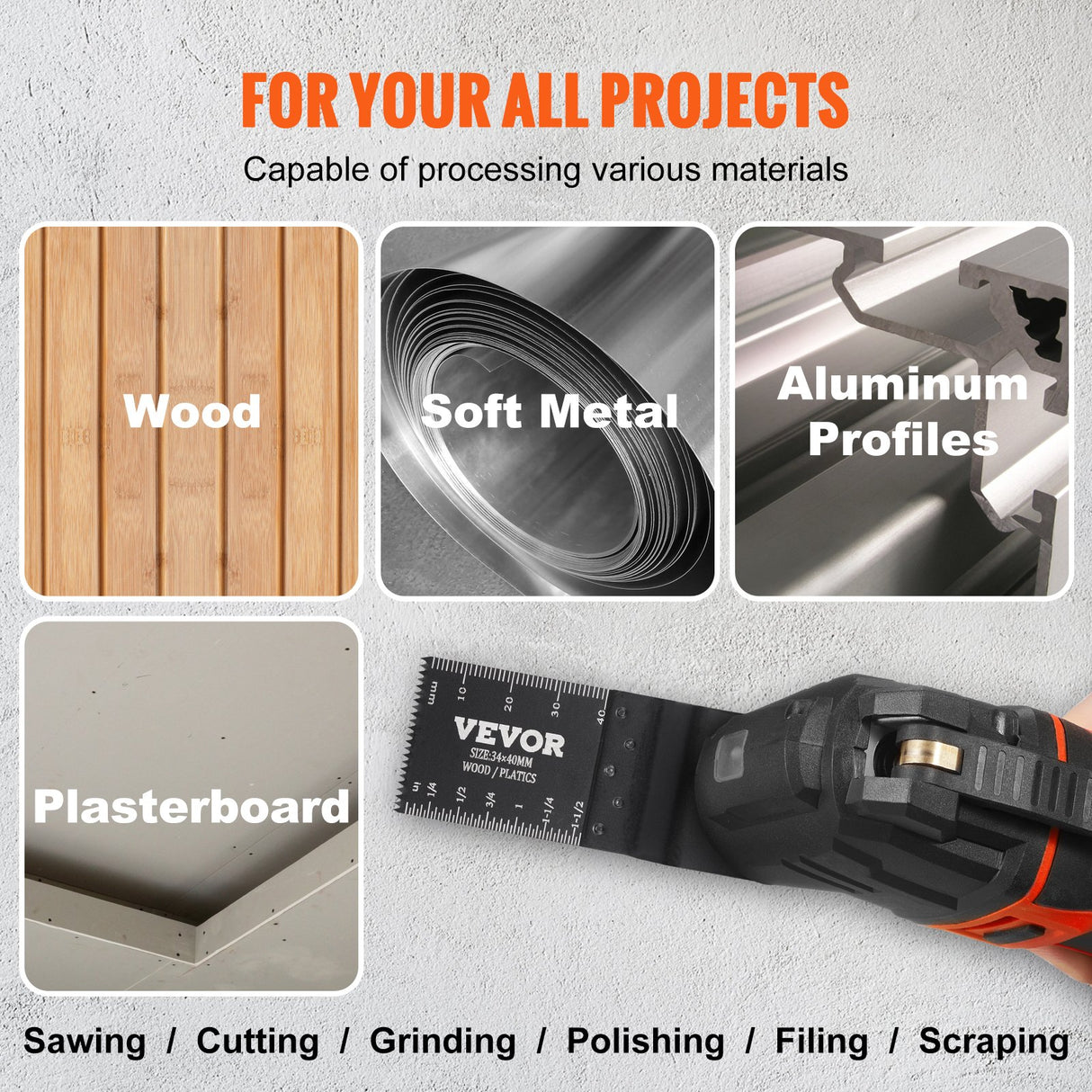 VEVOR 30PCS Multi Tool Blades Kits, Universal Quick Release Oscillating Saw Blades, 8 Types Wood Metal Plastic Oscillating Tool Blades, Fit Dewalt