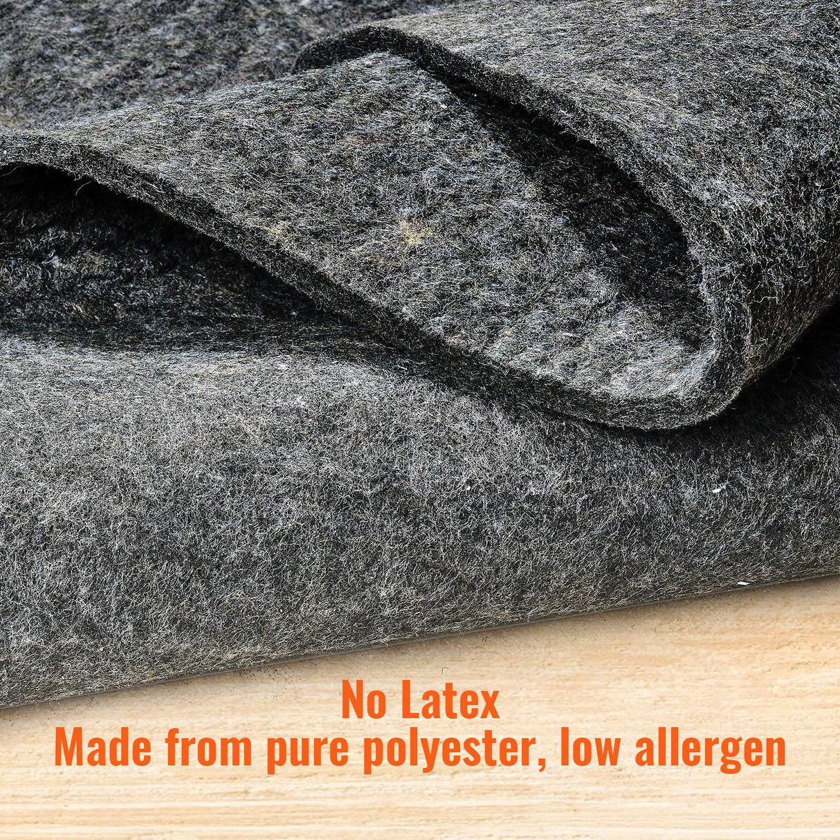 Rug Pad Without Slip Resistance, Protective Cushioning Carpet Pad, 9' x 12', 1/4"Thick, 100% Pure Polyester Felt, 10-11㎡ Premium Comfort Underfoot Carpet Padding Rug Cushion for All Floors, Gray