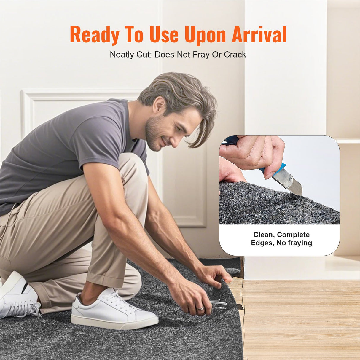 Rug Pad Without Slip Resistance, Protective Cushioning Carpet Pad, 9' x 12', 1/4"Thick, 100% Pure Polyester Felt, 10-11㎡ Premium Comfort Underfoot Carpet Padding Rug Cushion for All Floors, Gray
