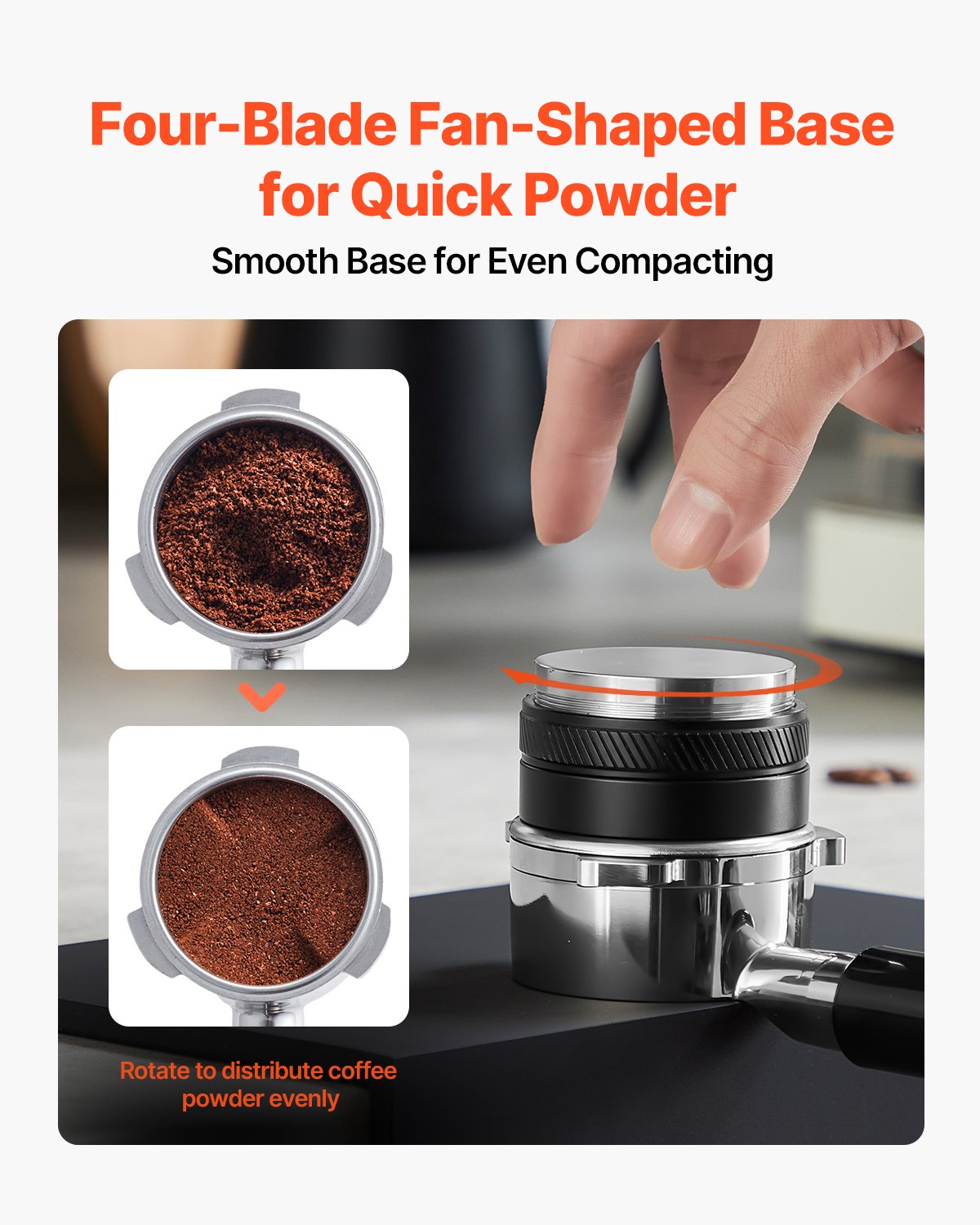 VEVOR 53mm Coffee Distributor 2-in-1 Adjustable Espresso Distributor for Home