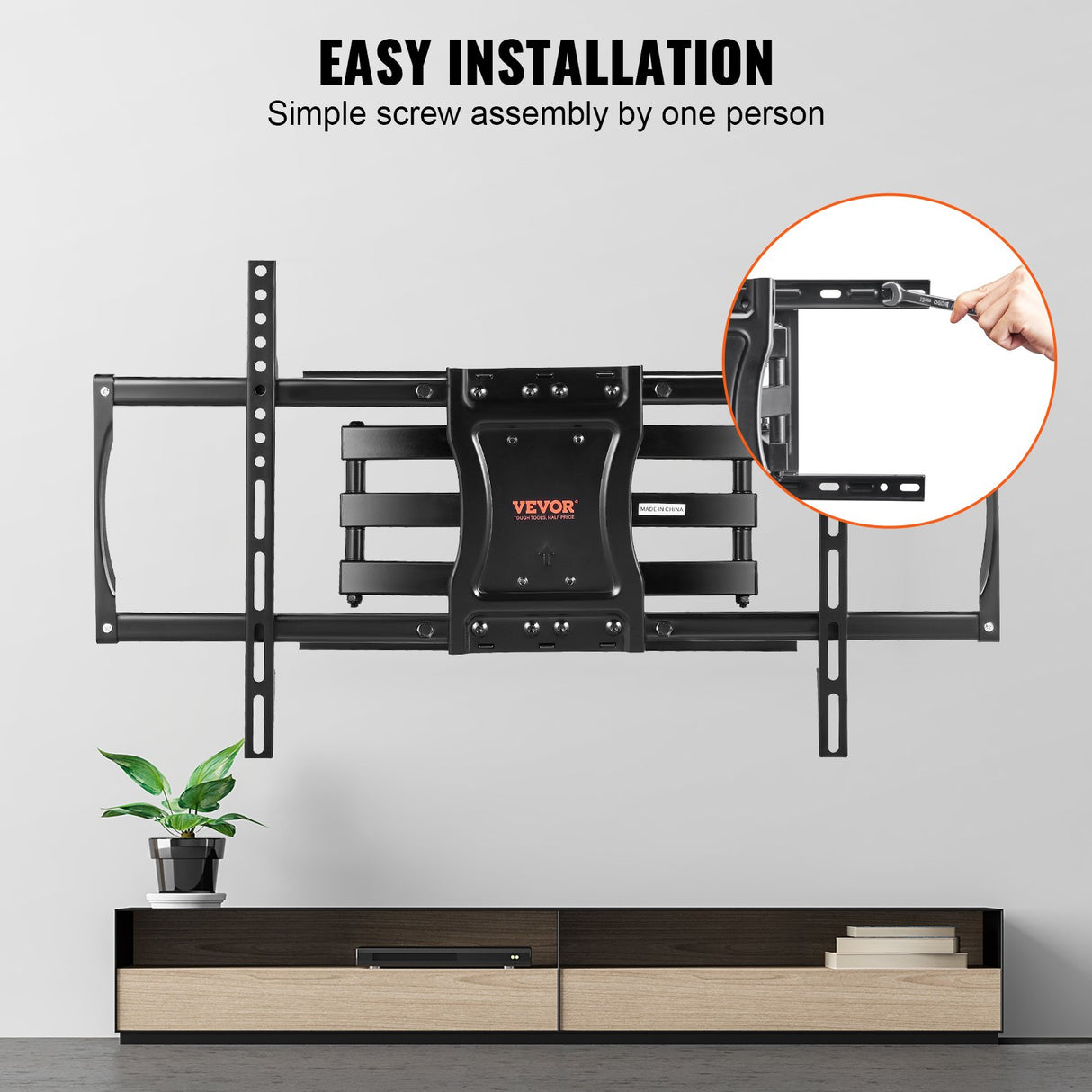 VEVOR Full Motion TV Mount Fits for Most 37-75 inch TVs, Swivel Tilt Horizontal Adjustment TV Wall Mount Bracket with 4 Articulating Arms, Max VESA
