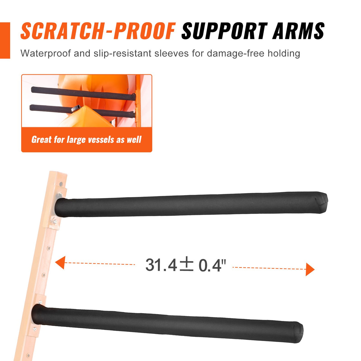 VEVOR Wall Kayak Storage Rack, 4-Capacity Wall Mounted Kayak Holders for Kayak Canoe Paddle Board, Kayak Storage Hooks with Adjustable Padded Arms,