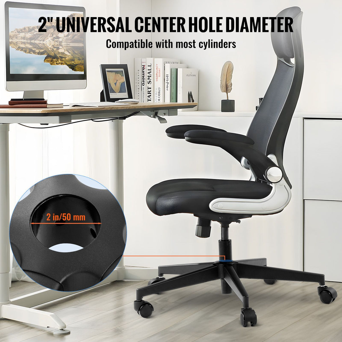 Office Chair Base Replacement, 710 mm, 1134 kg Static Load Capacity, Heavy Duty Universal Computer Desk Chair Stool Base Part with Reinforced Metal Legs, Desk Chair Base Replacement Parts, Black