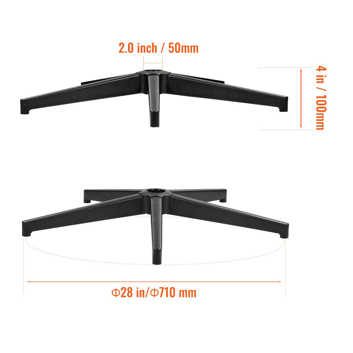 Office Chair Base Replacement, 710 mm, 1134 kg Static Load Capacity, Heavy Duty Universal Computer Desk Chair Stool Base Part with Reinforced Metal Legs, Desk Chair Base Replacement Parts, Black