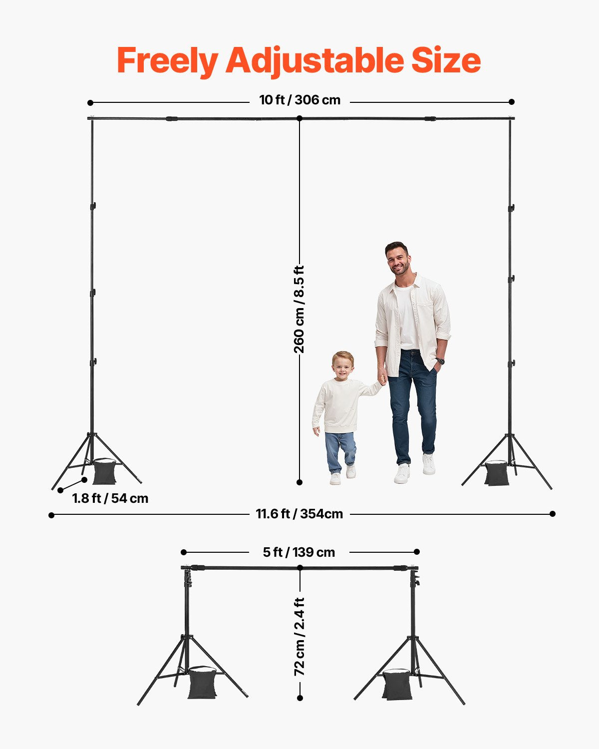 VEVOR Backdrop Stand Background Stand Kit with 2 Tripod for Party & Photo Studio