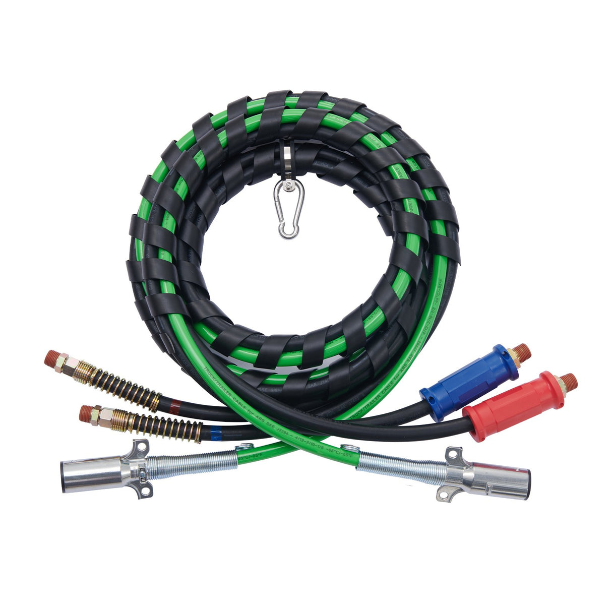 VEVOR 15FT Semi Truck Air Lines Kit, 3-in-1 Air Hoses & ABS Power Line for Semi Truck Trailer Tractor, 7-Way Plug Electrical Cord Cable and Rubber Air Lines Hose Assembly Kit with Hook & Teflon Tape